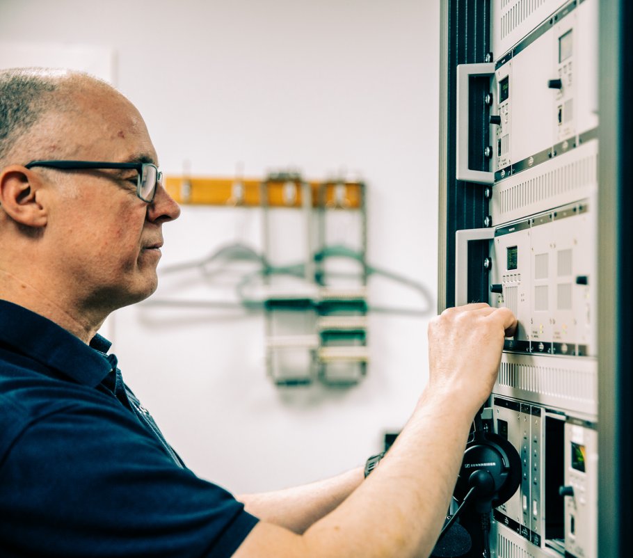 Jotron employee testing ATC radios.