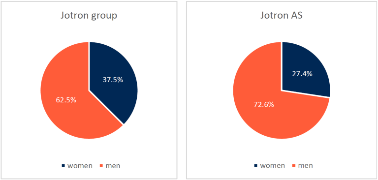 Graphical illustration of gender balance at Jotron.