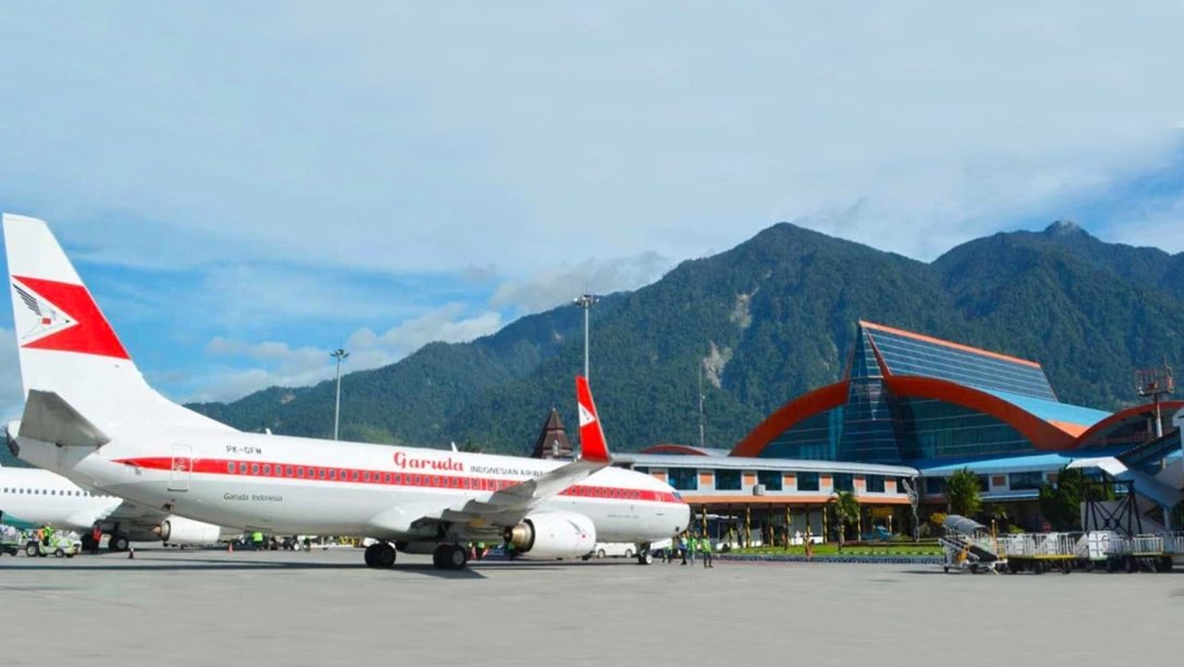 Aircraft in front of Sentani International Airport, Indonesia.