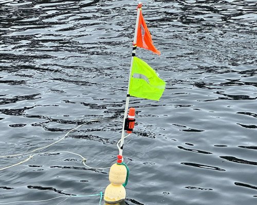Fishing buoy TronTracker at sea.