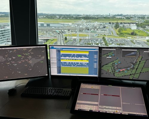PC screens showing Jotron's system upgrade in the ATC tower at Orly International Airport
