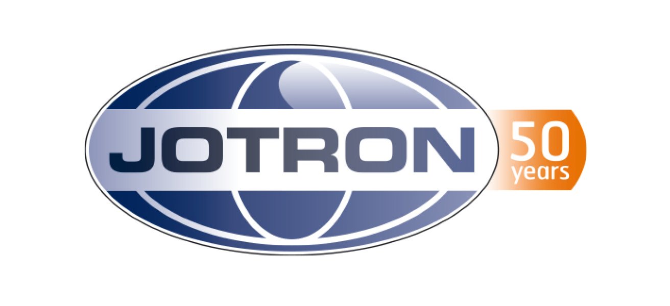 Jotron logo in 2017, celebrating 50 years of business.