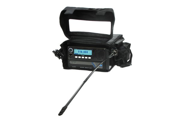 TR-910 Man Portable Radio with antenna, placed in a carry bag. TR-910 Man Portable Radio with antenna, placed in a carry bag.