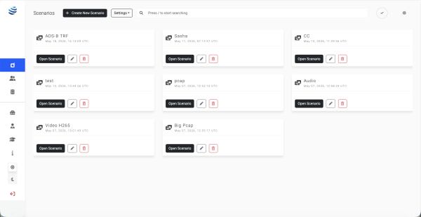 Ricochet Investigator showing scenarios list screen shot. Ricochet Investigator showing scenarios list screen shot.