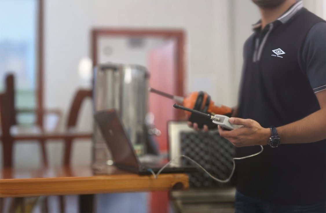 SMD employee testing an EPIRB.